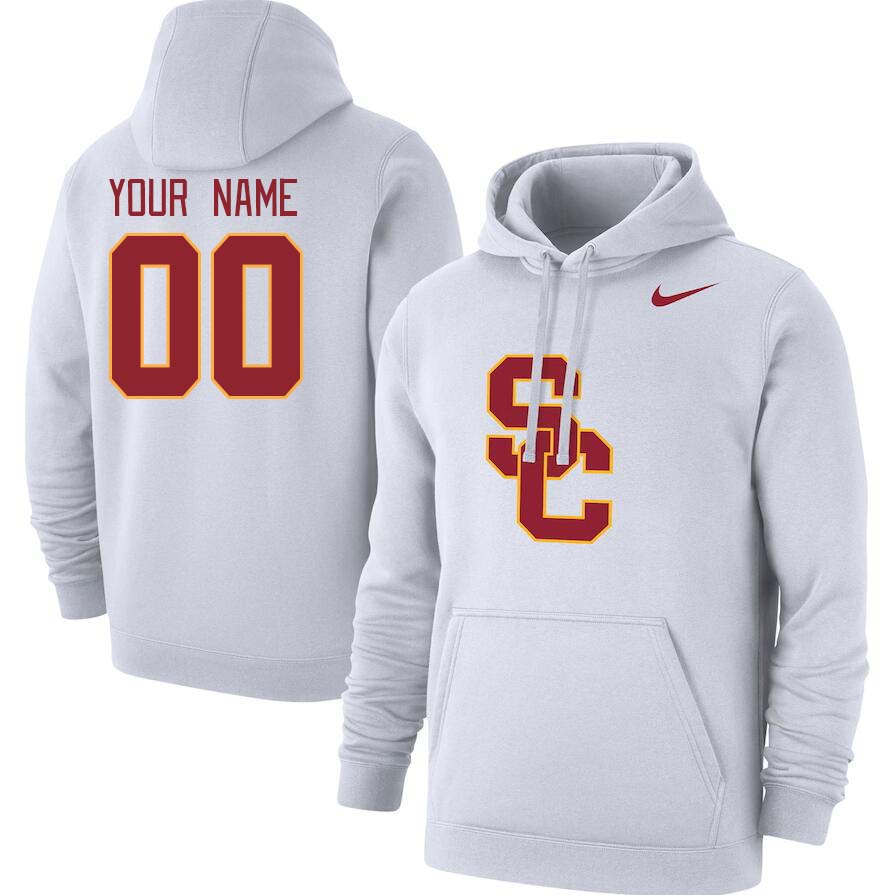Custom USC Trojans Name And Number College Hoodie-White - Click Image to Close